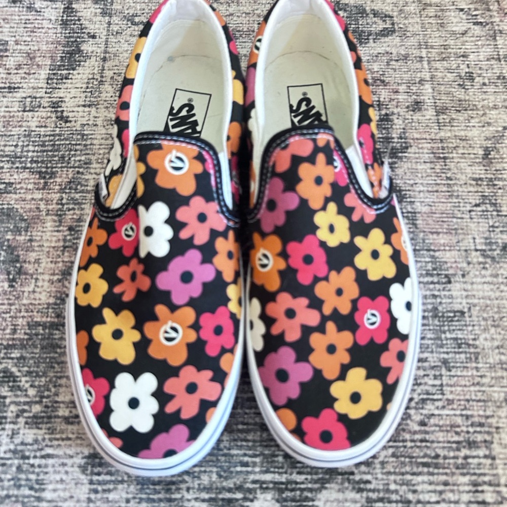 Vans Flower Power Project X Slip-On Sneakers - Black, Pink, Orange, White